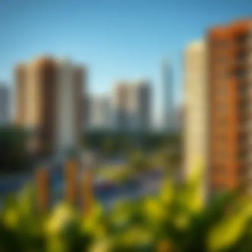 Scenic view of affordable apartment buildings in Dubai