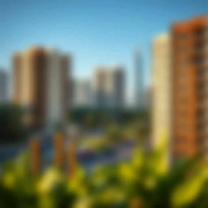 Scenic view of affordable apartment buildings in Dubai