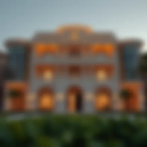 Stunning exterior view of Al Moosawi Grand Residence showcasing its architectural brilliance