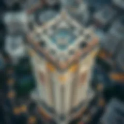 Aerial view of the Ali Omran Building showcasing its unique architectural features