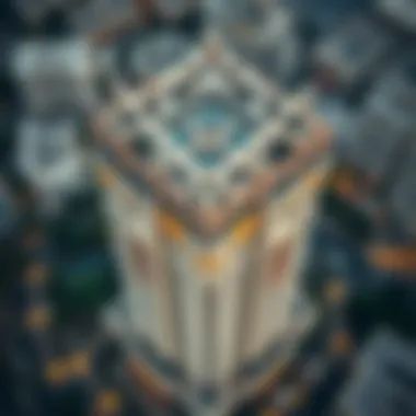 Aerial view of the Ali Omran Building showcasing its unique architectural features