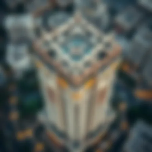 Aerial view of the Ali Omran Building showcasing its unique architectural features