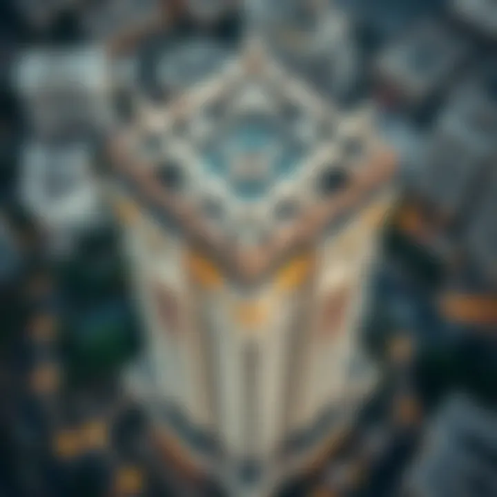 Aerial view of the Ali Omran Building showcasing its unique architectural features