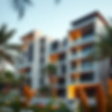 Modern residential building in Dubai with a unique architectural design