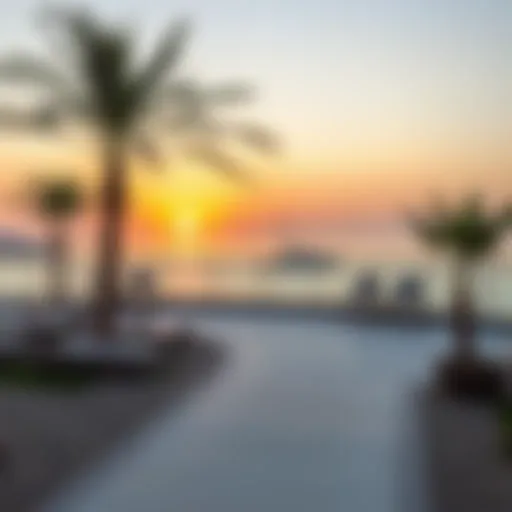 Tranquil sunset view over Al Hudayriat Island's shoreline