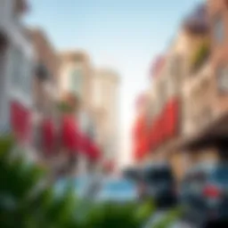 Vibrant streetscape of Khalidiyah Street showcasing modern architecture and cultural elements