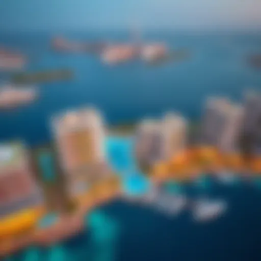 Aerial view of Marina Residence Palm showcasing waterfront luxury