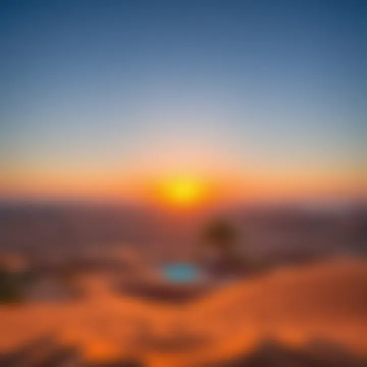 A breathtaking sunset over the Dubai desert landscape
