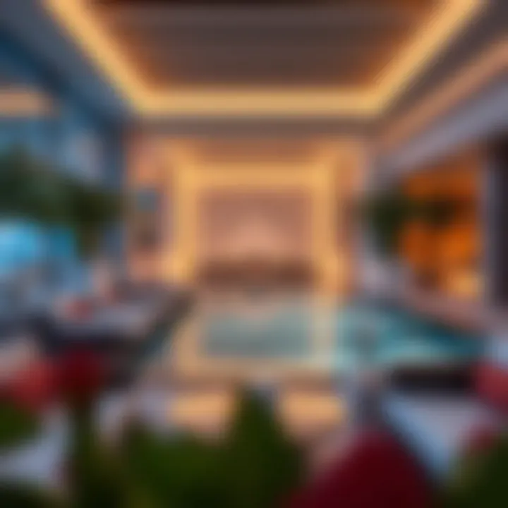 Exquisite amenities offered at Binary Tower including pool and lounge area