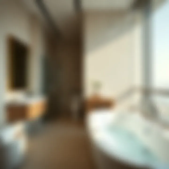 Elegant bathroom featuring modern amenities and a soaking tub