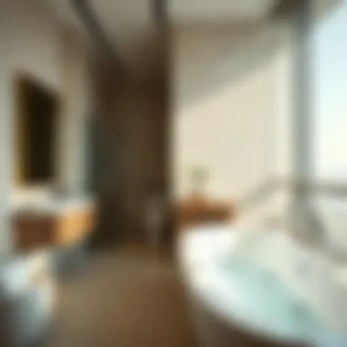 Elegant Bathroom with Modern Amenities Elegant bathroom featuring modern amenities and a soaking tub