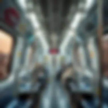 Inside a Dubai Metro Train Inside view of a metro train commuting in Dubai
