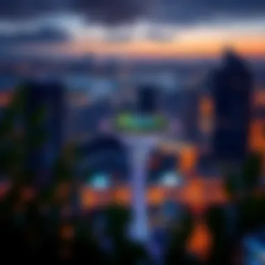 Night view of a sky garden building illuminated, demonstrating its integration with the city’s nightlife.