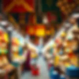 A vibrant scene showcasing the colorful stalls and goods at Naif Souk