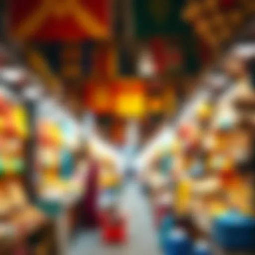 A vibrant scene showcasing the colorful stalls and goods at Naif Souk