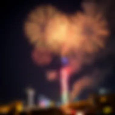 Spectacular Fireworks on National Day Fireworks illuminating the sky during UAE National Day festivities