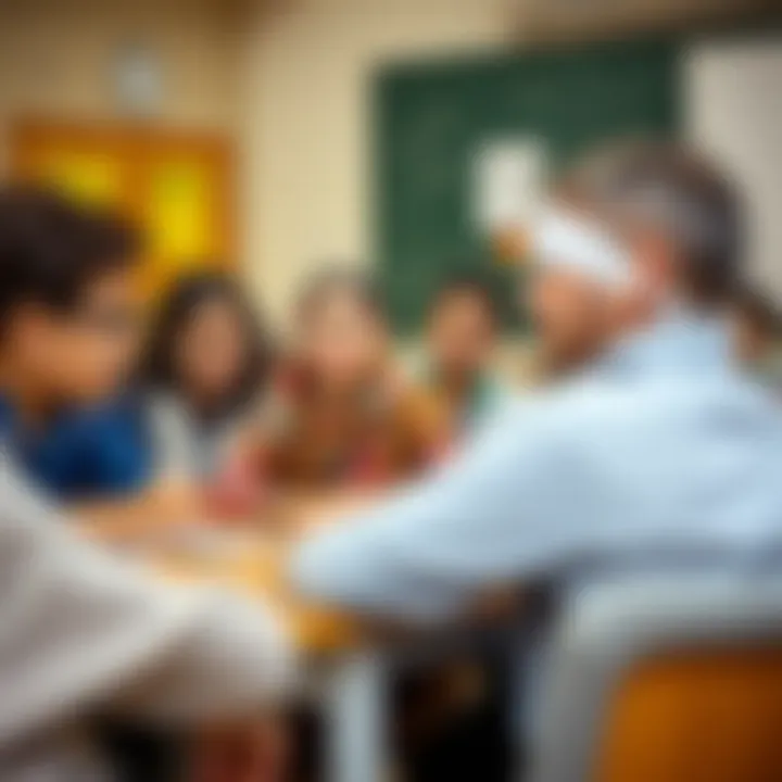 Parents participating in a school meeting