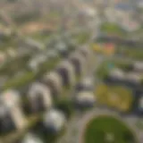 Aerial view of Sabis Khalifa City showcasing residential buildings and green spaces