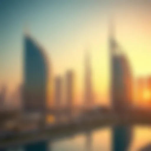 A stunning sunrise view over Dubai's skyline featuring modern architecture