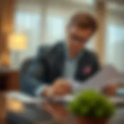 Consultant reviewing property documents